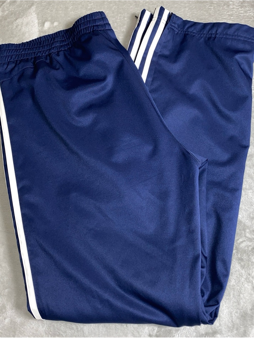 Adidas Men’s Medium Navy Blue Mesh Lined Draw String Ankle Zipper Track Pants